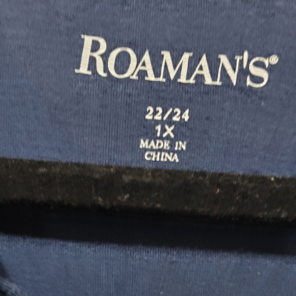 Romans Navy Blue Top Size 1x  22/24 Womans Tunic EUC Pull Over - Picture 4 of 5